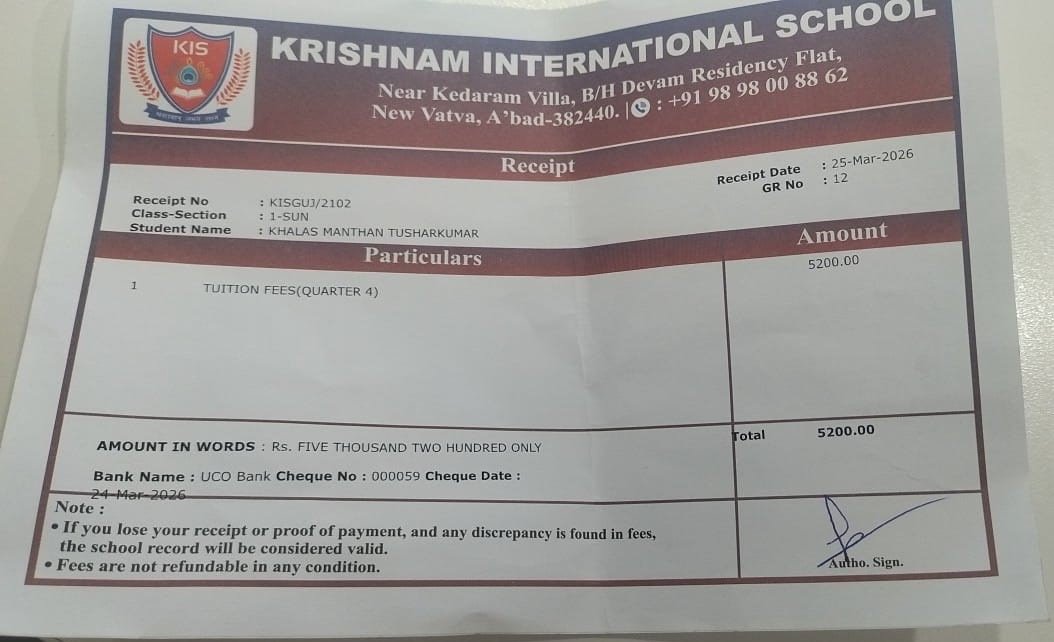 School fee paid for child